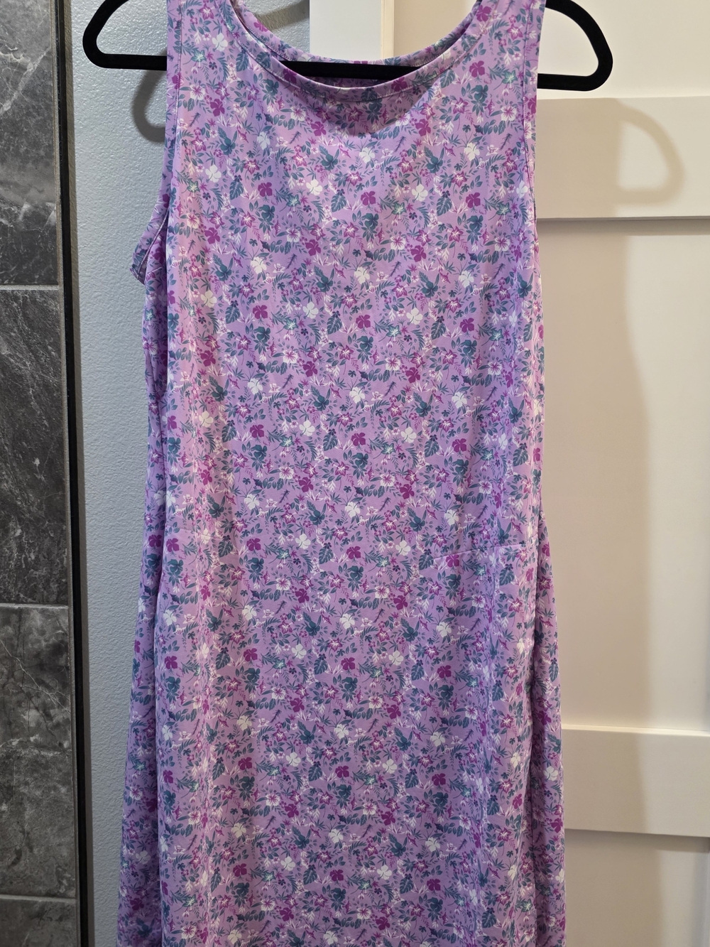 Lavender Floral Midi Dress - Sleeveless A-Line
